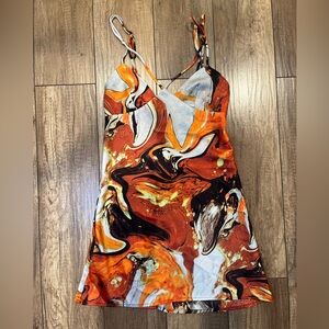 Urban Outfitters Pretty Please Marble Print Cut Out Mini Dress Y2K
